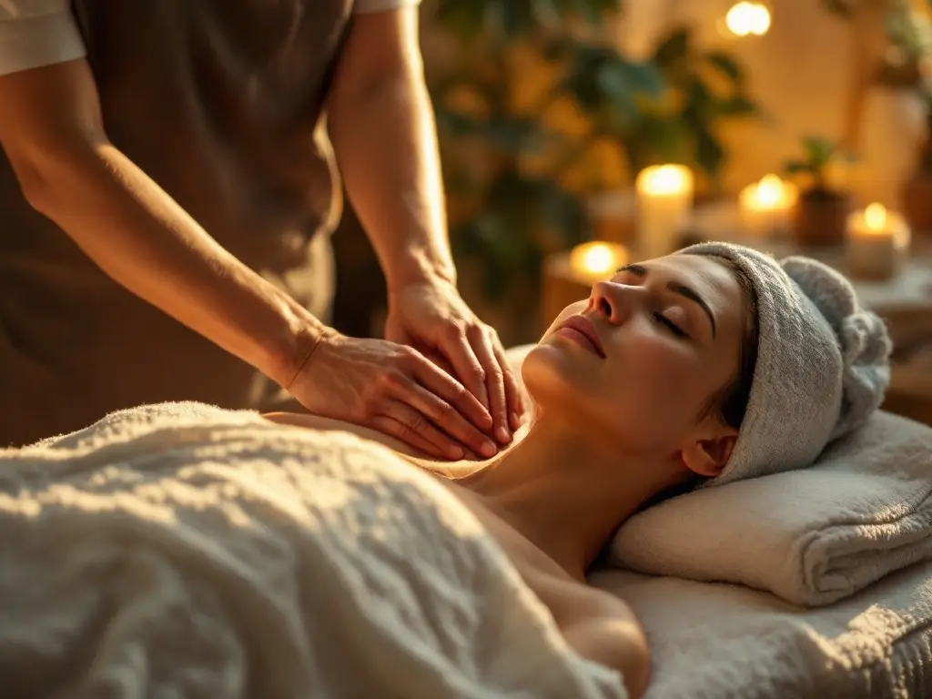 Frau genießt eine professionelle Massage