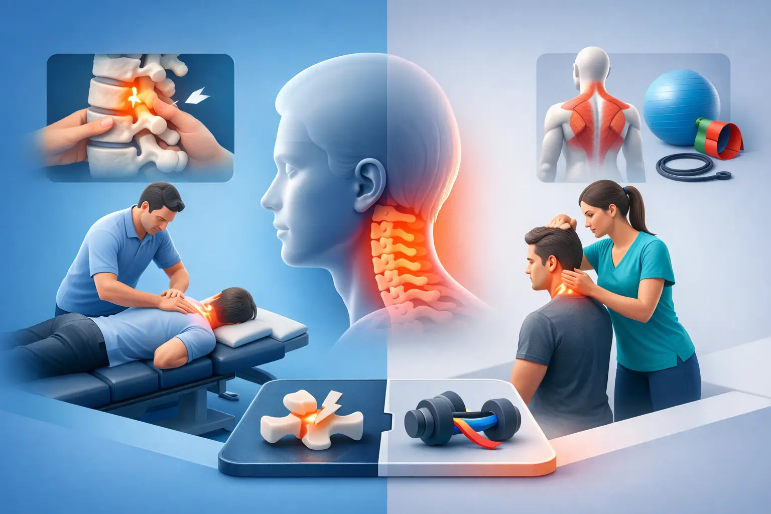 Chiropraktik vs Physiotherapie bei Nackenstress